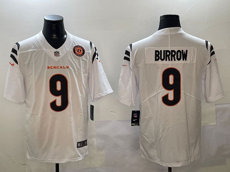 Men Cincinnati Bengals #9 Burrow White Second generation 2024 Nike Limited NFL Jersey style 2->cincinnati bengals->NFL Jersey